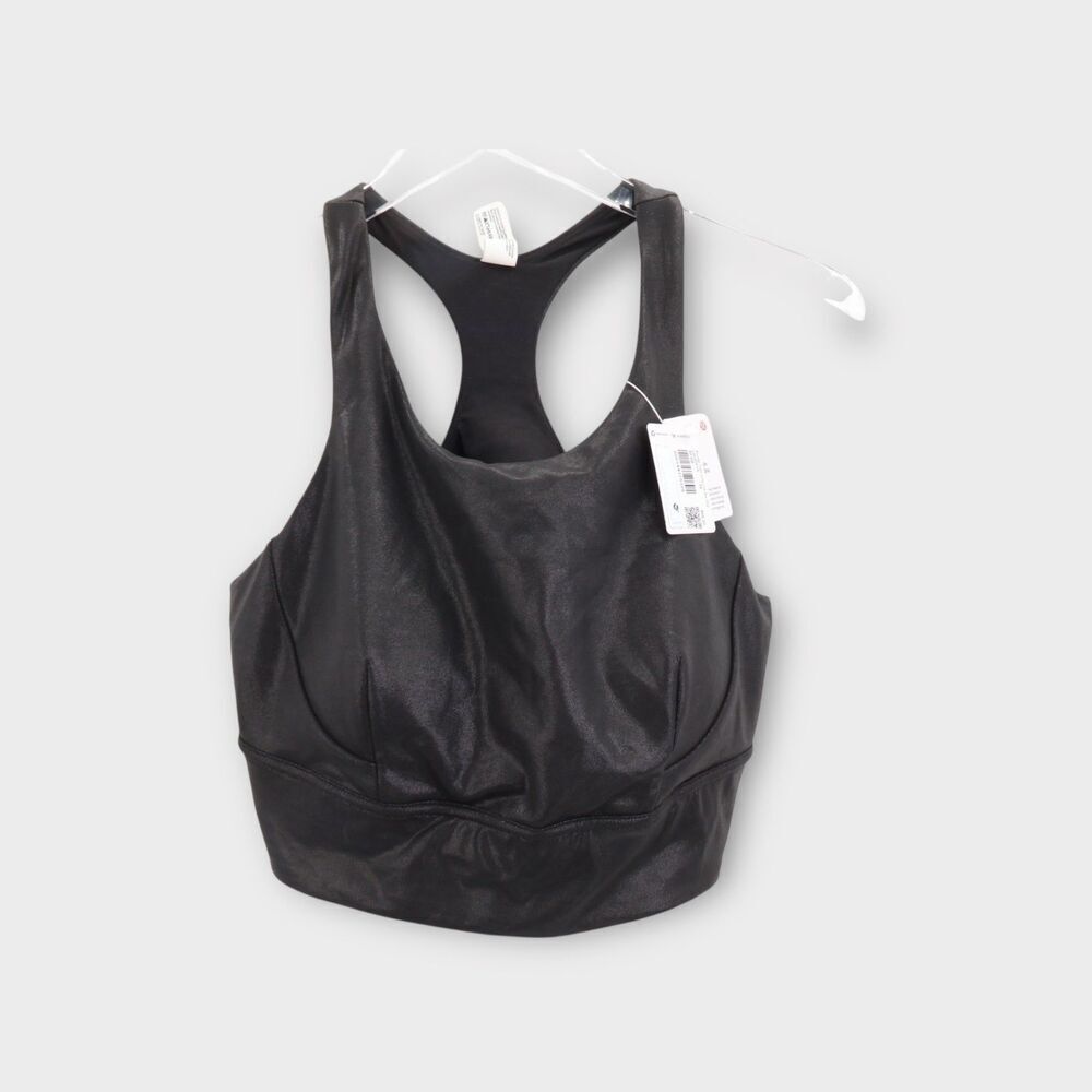 Lululemon Wunder Train Long Line Bra Foil Black Size 14 NWT